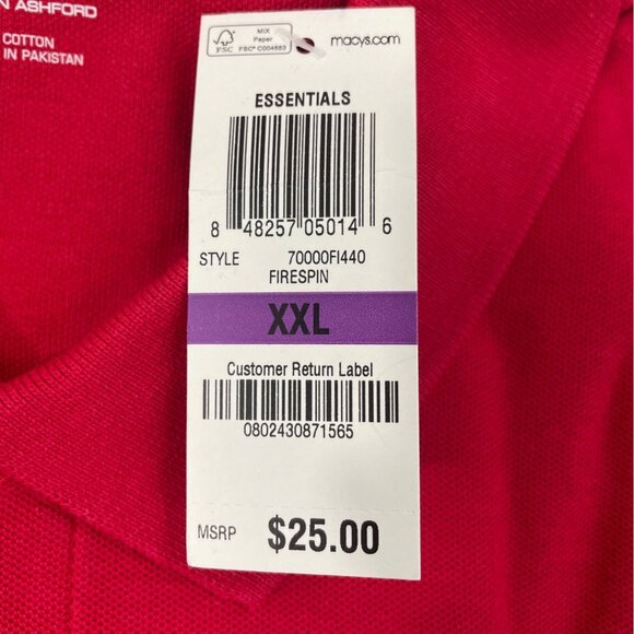 John Ashford Mens Red Polo Shirt Short Sleeve Casual  Sz XXL - Picture 5 of 9